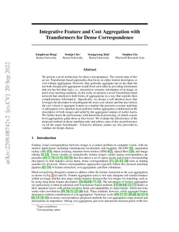 Integrative Feature and Cost Aggregation with Transformers for Dense
  Correspondence