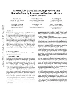 DINOMO: An Elastic, Scalable, High-Performance Key-Value Store for
  Disaggregated Persistent Memory (Extended Version)