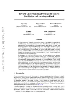 Toward Understanding Privileged Features Distillation in
  Learning-to-Rank
