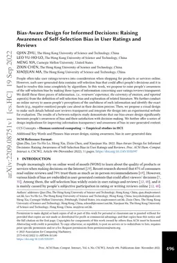 Bias-Aware Design for Informed Decisions: Raising Awareness of
  Self-Selection Bias in User Ratings and Reviews