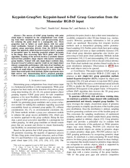 Keypoint-GraspNet: Keypoint-based 6-DoF Grasp Generation from the
  Monocular RGB-D input