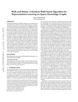 Walk-and-Relate: A Random-Walk-based Algorithm for Representation
  Learning on Sparse Knowledge Graphs