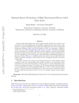 Optimal Sparse Estimation of High Dimensional Heavy-tailed Time Series