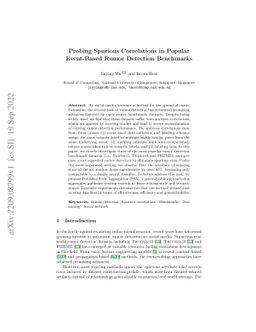 Probing Spurious Correlations in Popular Event-Based Rumor Detection
  Benchmarks