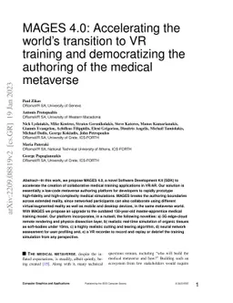 MAGES 4.0: Accelerating the world's transition to VR training and
  democratizing the authoring of the medical metaverse