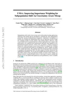 UMIX: Improving Importance Weighting for Subpopulation Shift via
  Uncertainty-Aware Mixup