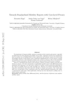 Towards Standardized Mobility Reports with User-Level Privacy