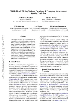 Will It Blend? Mixing Training Paradigms & Prompting for Argument
  Quality Prediction