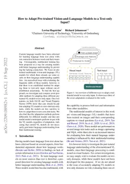 How to Adapt Pre-trained Vision-and-Language Models to a Text-only
  Input?