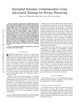 Encrypted Semantic Communication Using Adversarial Training for Privacy
  Preserving