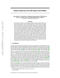 Dataset Inference for Self-Supervised Models