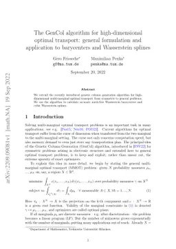The GenCol algorithm for high-dimensional optimal transport: general
  formulation and application to barycenters and Wasserstein splines