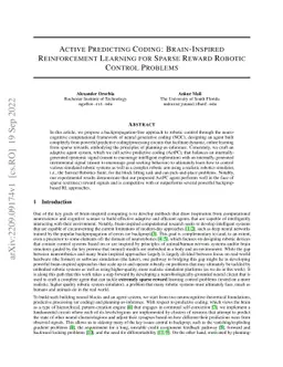 Active Predicting Coding: Brain-Inspired Reinforcement Learning for
  Sparse Reward Robotic Control Problems