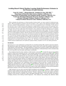 Avoiding Biased Clinical Machine Learning Model Performance Estimates in
  the Presence of Label Selection