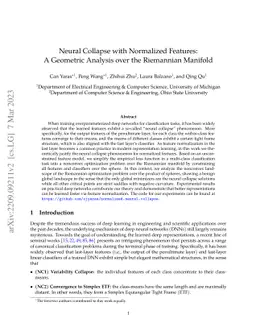 Neural Collapse with Normalized Features: A Geometric Analysis over the
  Riemannian Manifold