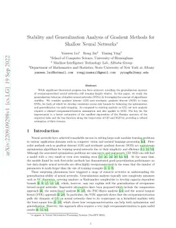 Stability and Generalization Analysis of Gradient Methods for Shallow
  Neural Networks