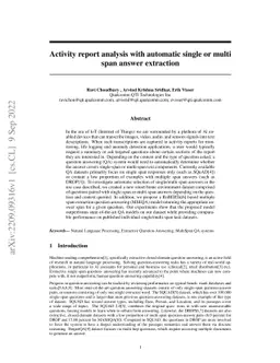 Activity report analysis with automatic single or multispan answer
  extraction