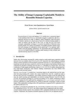 The Ability of Image-Language Explainable Models to Resemble Domain
  Expertise