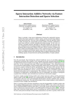Sparse Interaction Additive Networks via Feature Interaction Detection
  and Sparse Selection