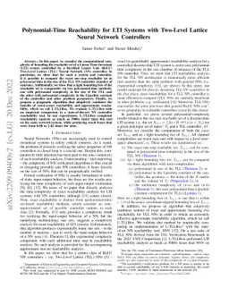 Polynomial-Time Reachability for LTI Systems with Two-Level Lattice
  Neural Network Controllers