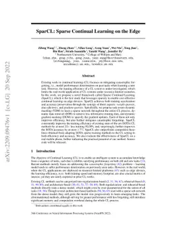 SparCL: Sparse Continual Learning on the Edge