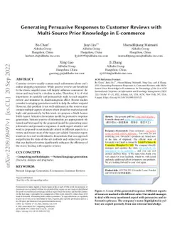 Generating Persuasive Responses to Customer Reviews with Multi-Source
  Prior Knowledge in E-commerce