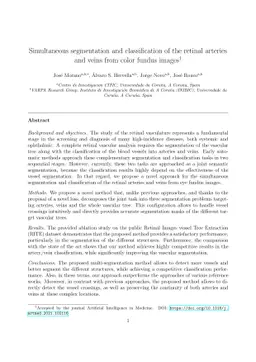 Simultaneous segmentation and classification of the retinal arteries and
  veins from color fundus images