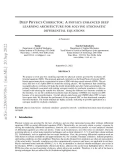Deep Physics Corrector: A physics enhanced deep learning architecture
  for solving stochastic differential equations