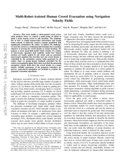 Multi-Robot-Assisted Human Crowd Evacuation using Navigation Velocity
  Fields