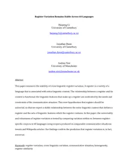 Register Variation Remains Stable Across 60 Languages