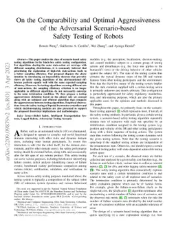 On the Adversarial Scenario-based Safety Testing of Robots: the
  Comparability and Optimal Aggressiveness