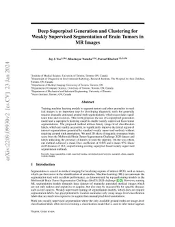 Deep Superpixel Generation and Clustering for Weakly Supervised
  Segmentation of Brain Tumors in MR Images