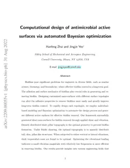 Computational design of antimicrobial active surfaces via automated
  Bayesian optimization