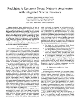 RecLight: A Recurrent Neural Network Accelerator with Integrated Silicon
  Photonics