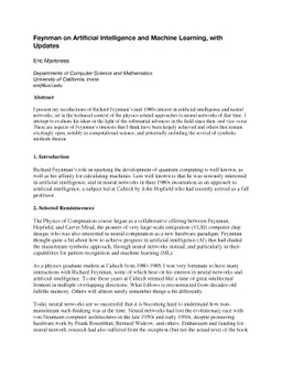 Feynman on Artificial Intelligence and Machine Learning, with Updates