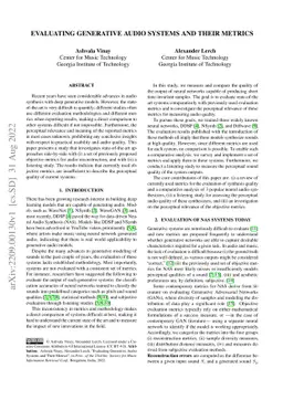 Evaluating generative audio systems and their metrics