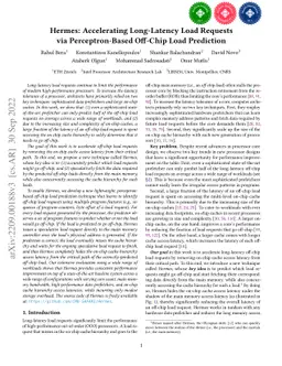 Hermes: Accelerating Long-Latency Load Requests via Perceptron-Based
  Off-Chip Load Prediction