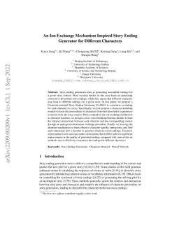 An Ion Exchange Mechanism Inspired Story Ending Generator for Different
  Characters