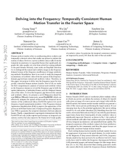 Delving into the Frequency: Temporally Consistent Human Motion Transfer
  in the Fourier Space