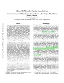 Efficient ML Models for Practical Secure Inference