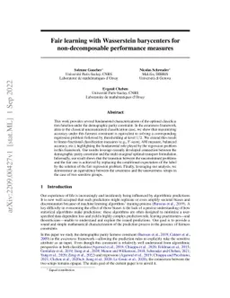 Fair learning with Wasserstein barycenters for non-decomposable
  performance measures