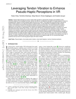 Leveraging Tendon Vibration to Enhance Pseudo-Haptic Perceptions in VR
