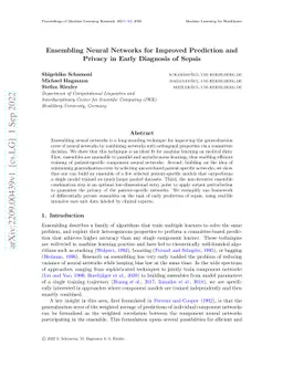 Ensembling Neural Networks for Improved Prediction and Privacy in Early
  Diagnosis of Sepsis