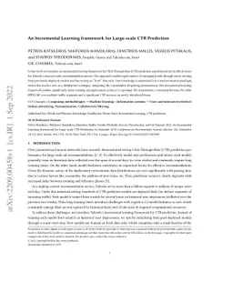 An Incremental Learning framework for Large-scale CTR Prediction