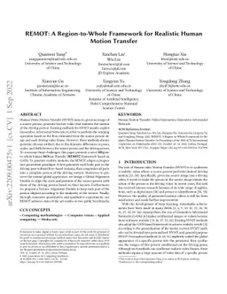 REMOT: A Region-to-Whole Framework for Realistic Human Motion Transfer