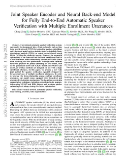 Joint Speaker Encoder and Neural Back-end Model for Fully End-to-End
  Automatic Speaker Verification with Multiple Enrollment Utterances