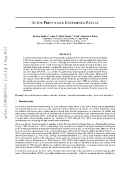 Actor Prioritized Experience Replay