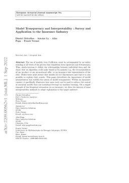Model Transparency and Interpretability : Survey and Application to the
  Insurance Industry