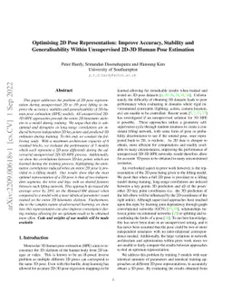 Optimising 2D Pose Representation: Improve Accuracy, Stability and
  Generalisability Within Unsupervised 2D-3D Human Pose Estimation