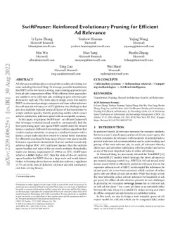 SwiftPruner: Reinforced Evolutionary Pruning for Efficient Ad Relevance